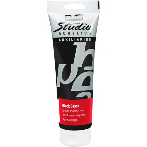 Gesso/Grunt malarski uniwersalny Pebeo Studio Acrylics 250ml, Czarne
